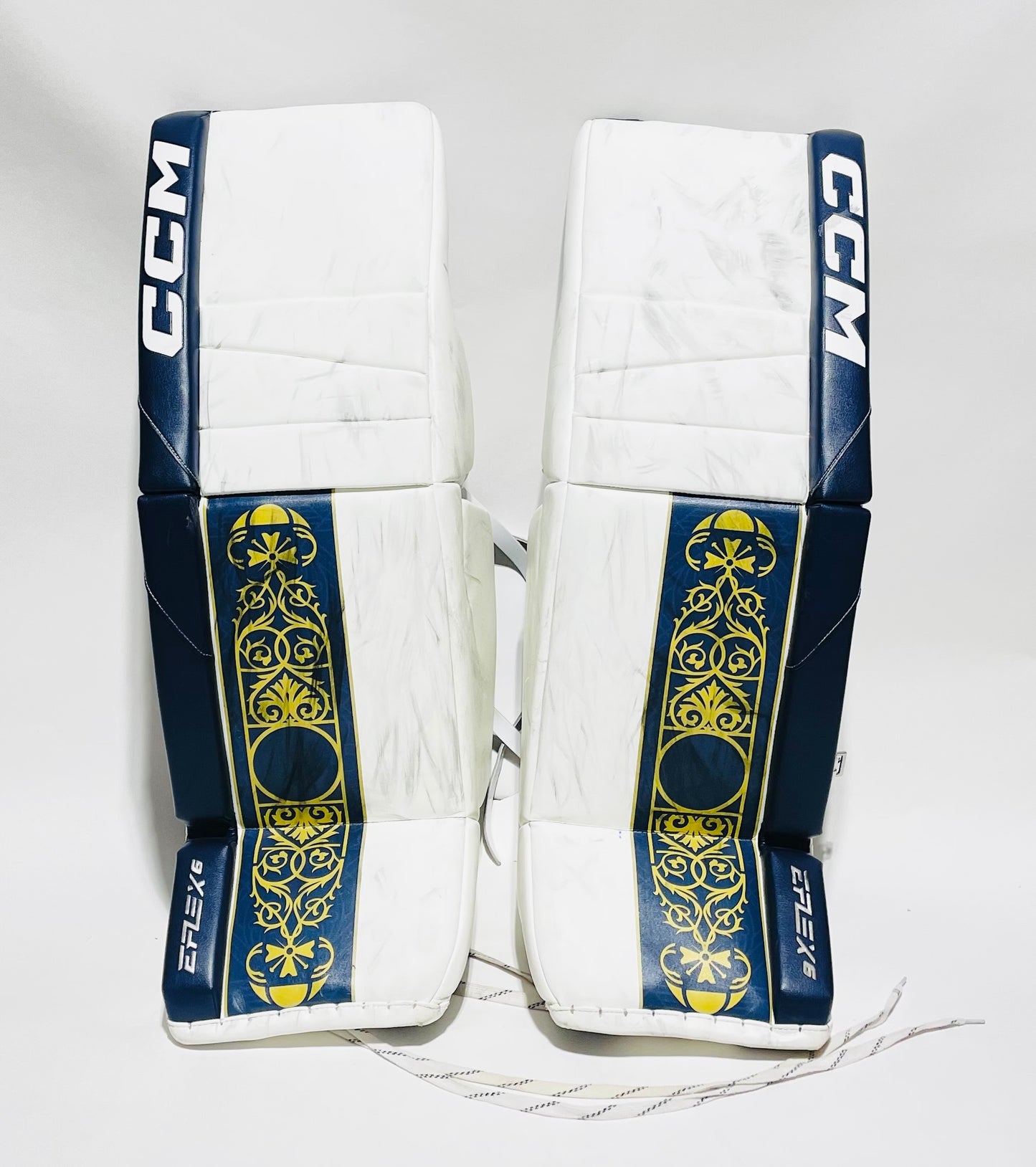 CCM Extreme Flex 6 Pro Stock Goalie Full Set - 35+1" White, Navy, Gold
