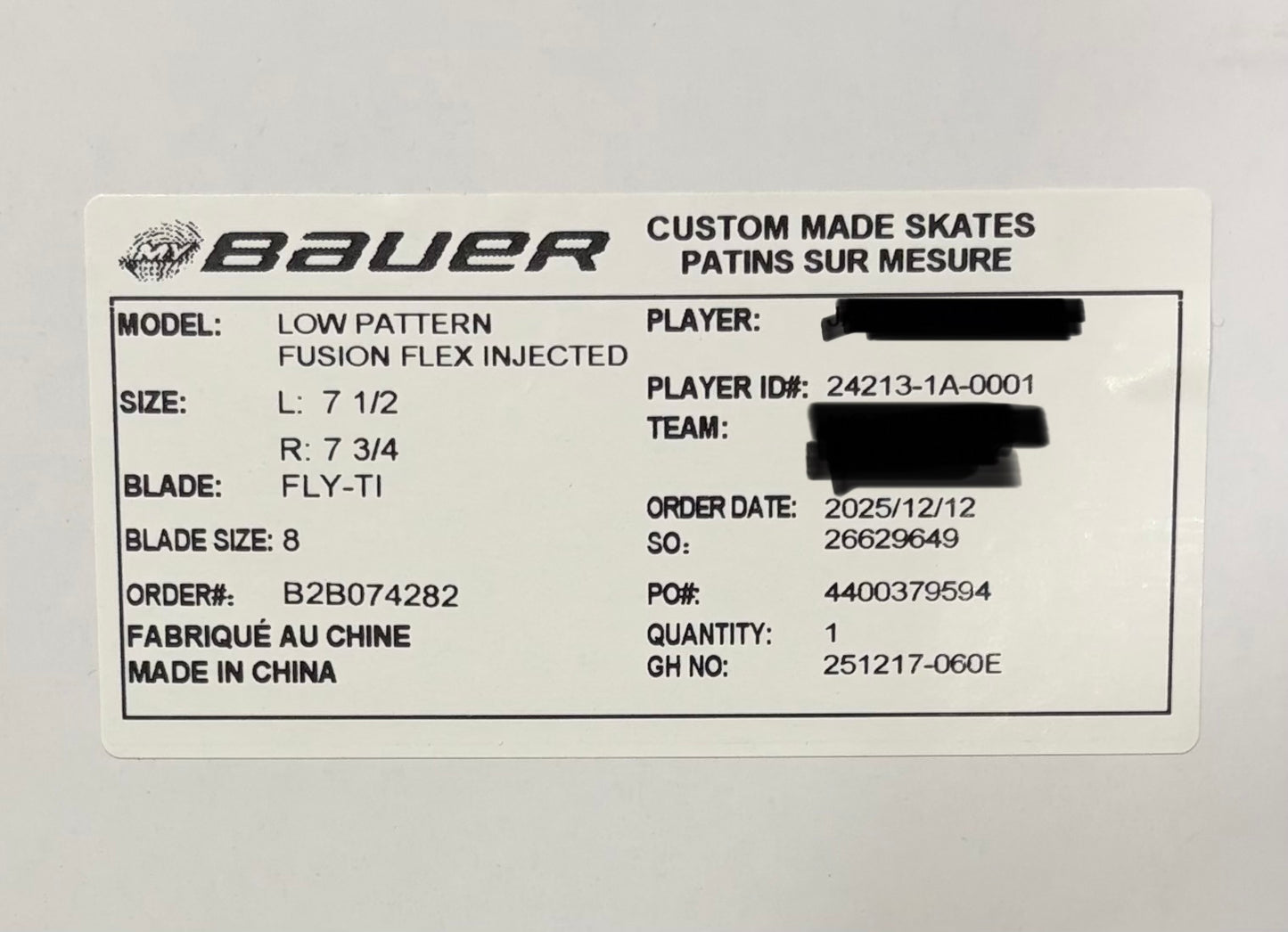 Bauer Vapor Flylite (green) Pro Stock Skates - Size 7.5 / 7.75