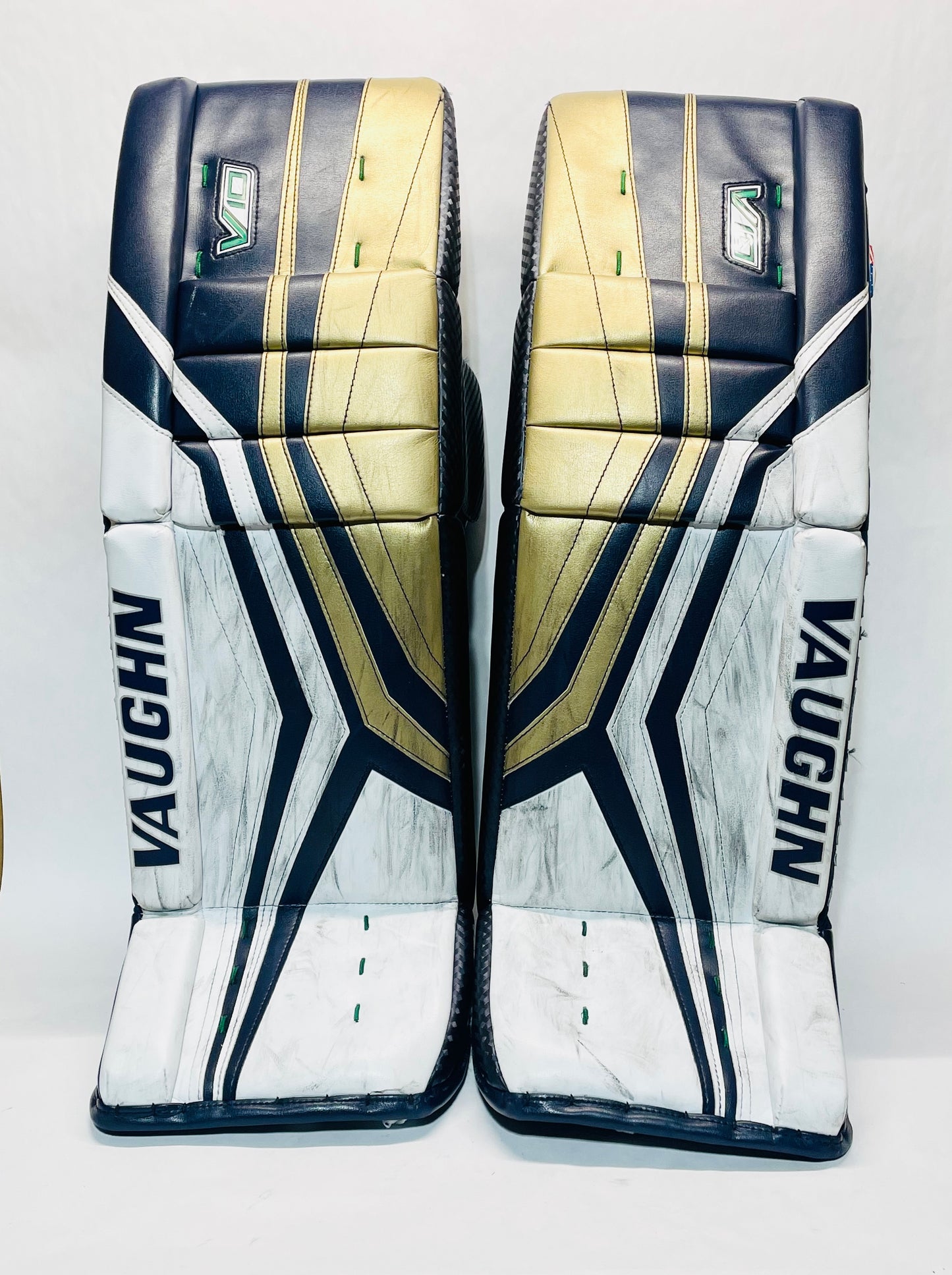 Vaughn V10 Pro Carbon Pro Stock Goalie Full Set - 34+1" White,Navy,Gold
