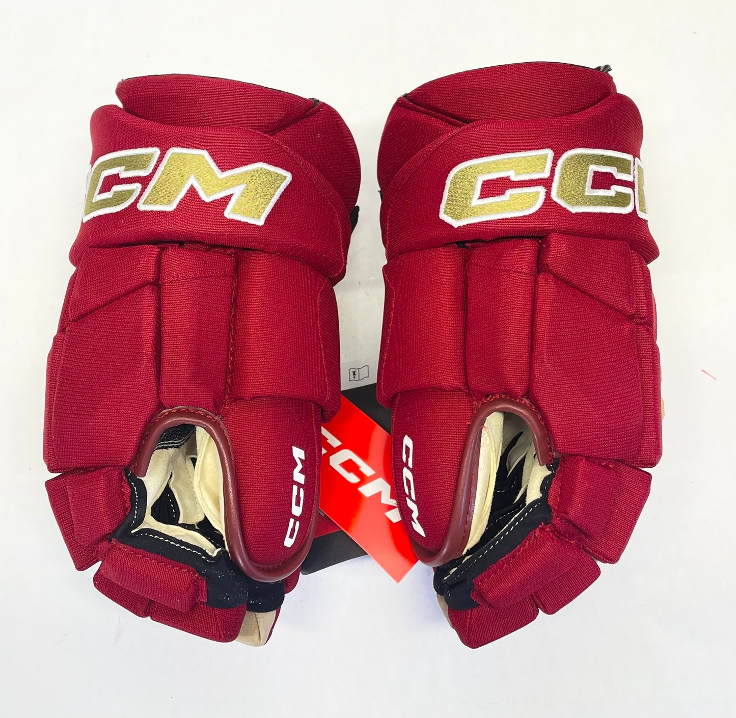 14" CCM Jetspeed HGJS (CHL Pro Stock) Gloves - Phoenix Red/Antique Gold