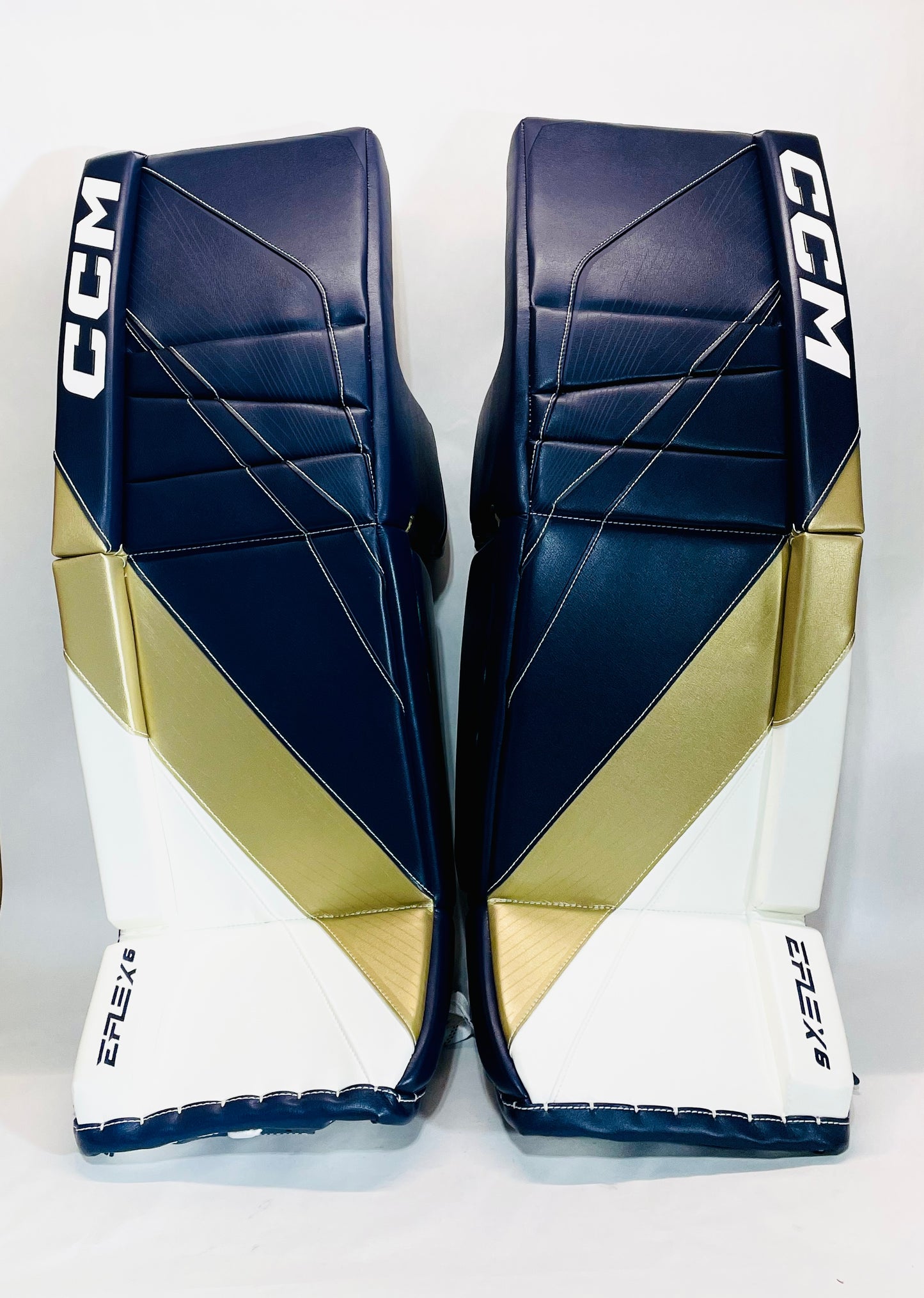 CCM Extreme Flex 6 Pro Stock Goalie Full Set - 35+1" White,Navy,Gold