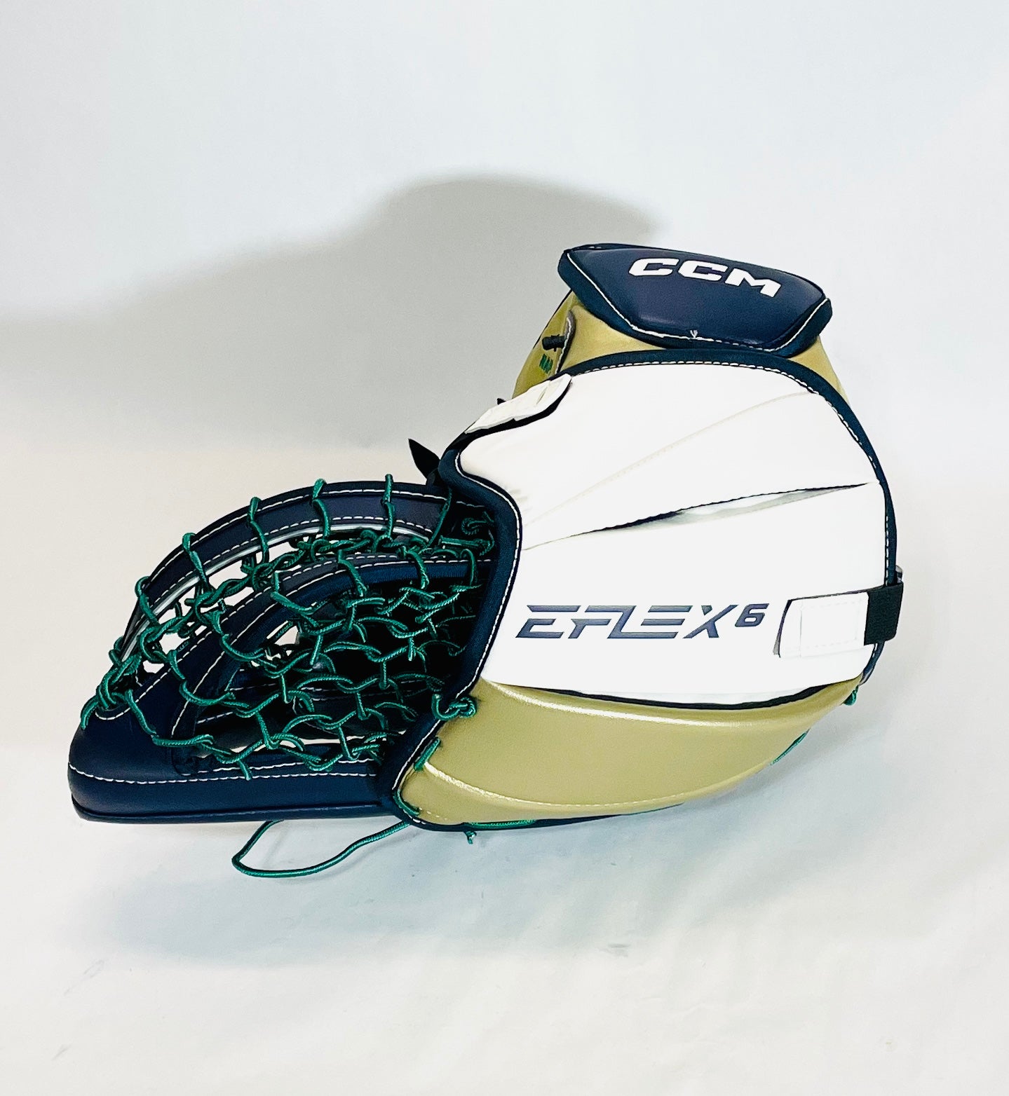 CCM Extreme Flex 6 Pro Stock Glove + Blocker Set - Regular - White,Navy,Gold