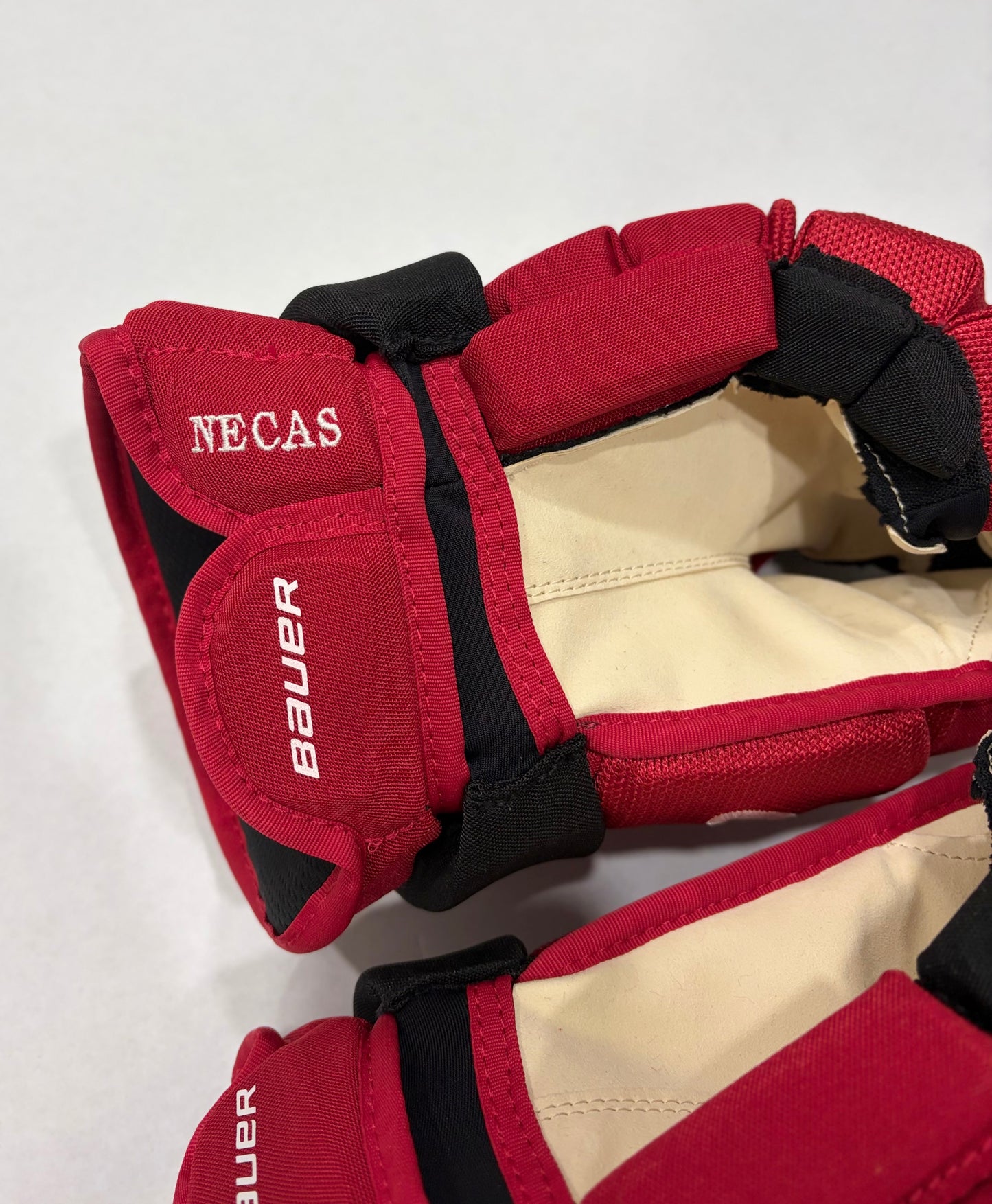 13” Martin Necas Bauer Vapor Hyperlite Pro Stock Gloves - Carolina Hurricanes