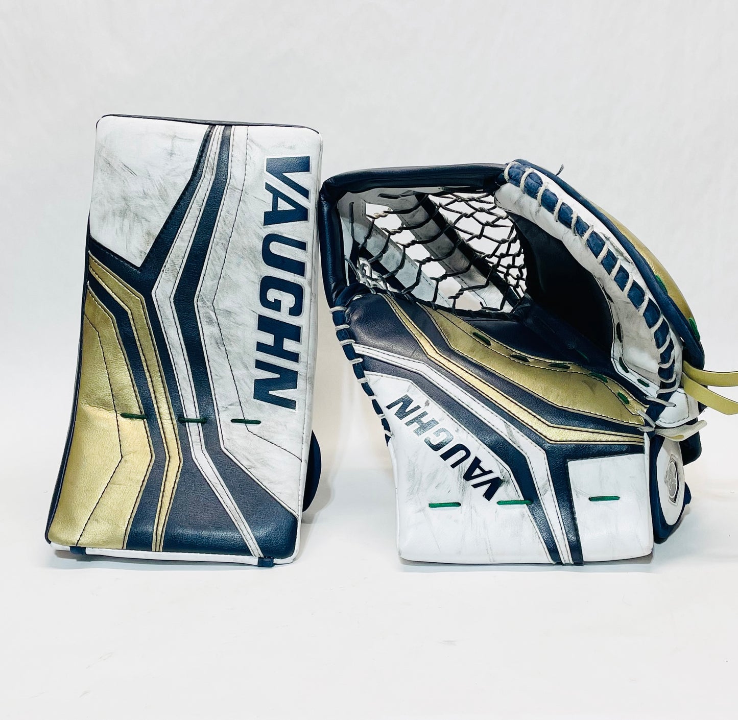 Vaughn V10 Pro Carbon Pro Stock Goalie Full Set - 34+1" White,Navy,Gold