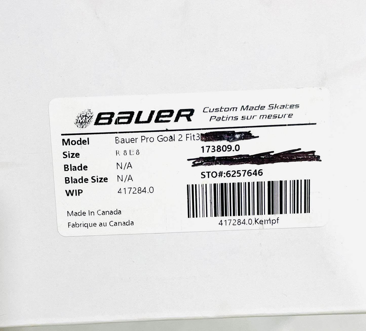 Bauer Pro 2 Pro Stock Goalie Skates - Size 8 FIT 3