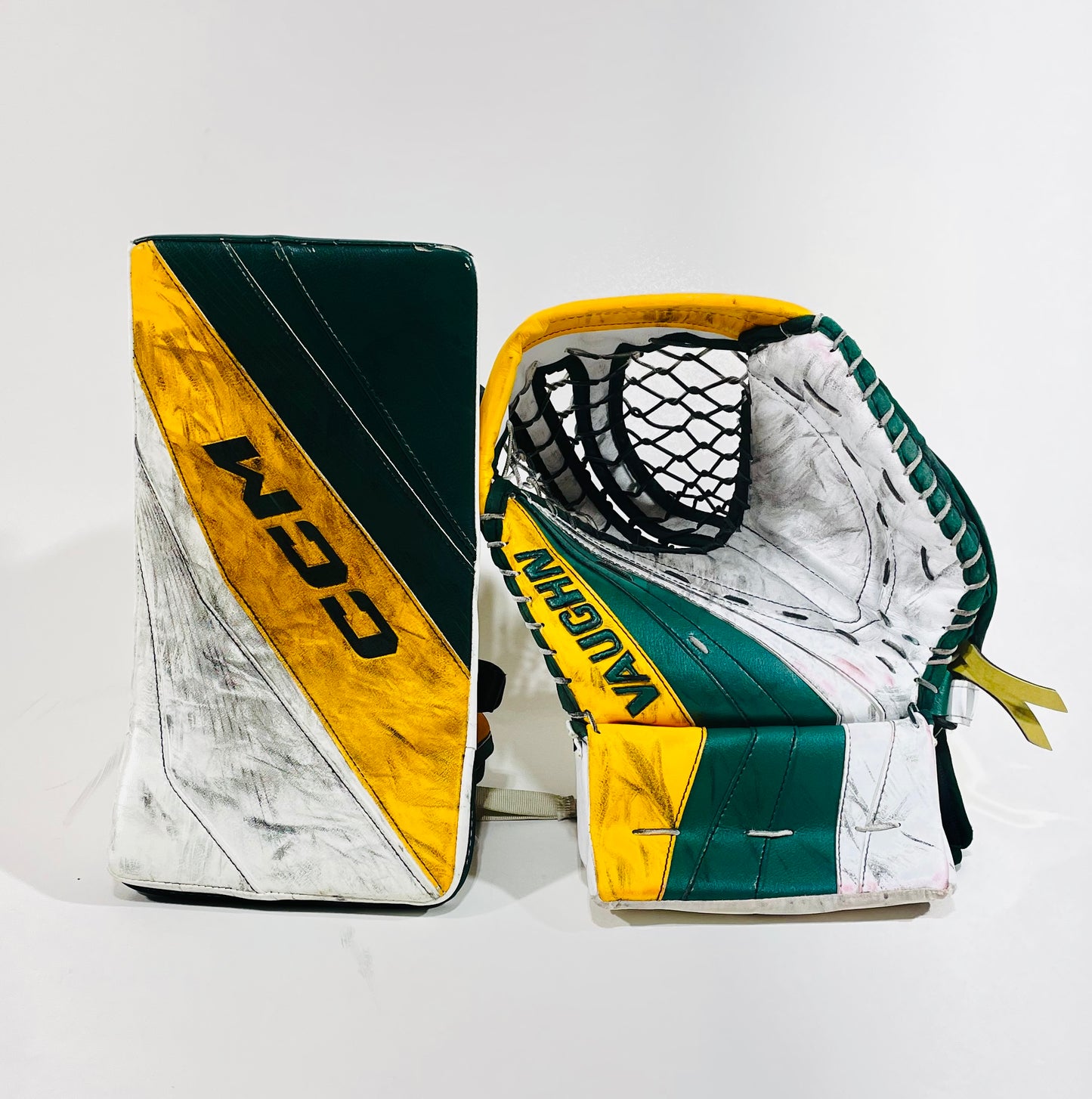 CCM Extreme Flex 6 Pro Stock Goalie Full Set (Vaughn glove) - 34+1" White, Green, Gold