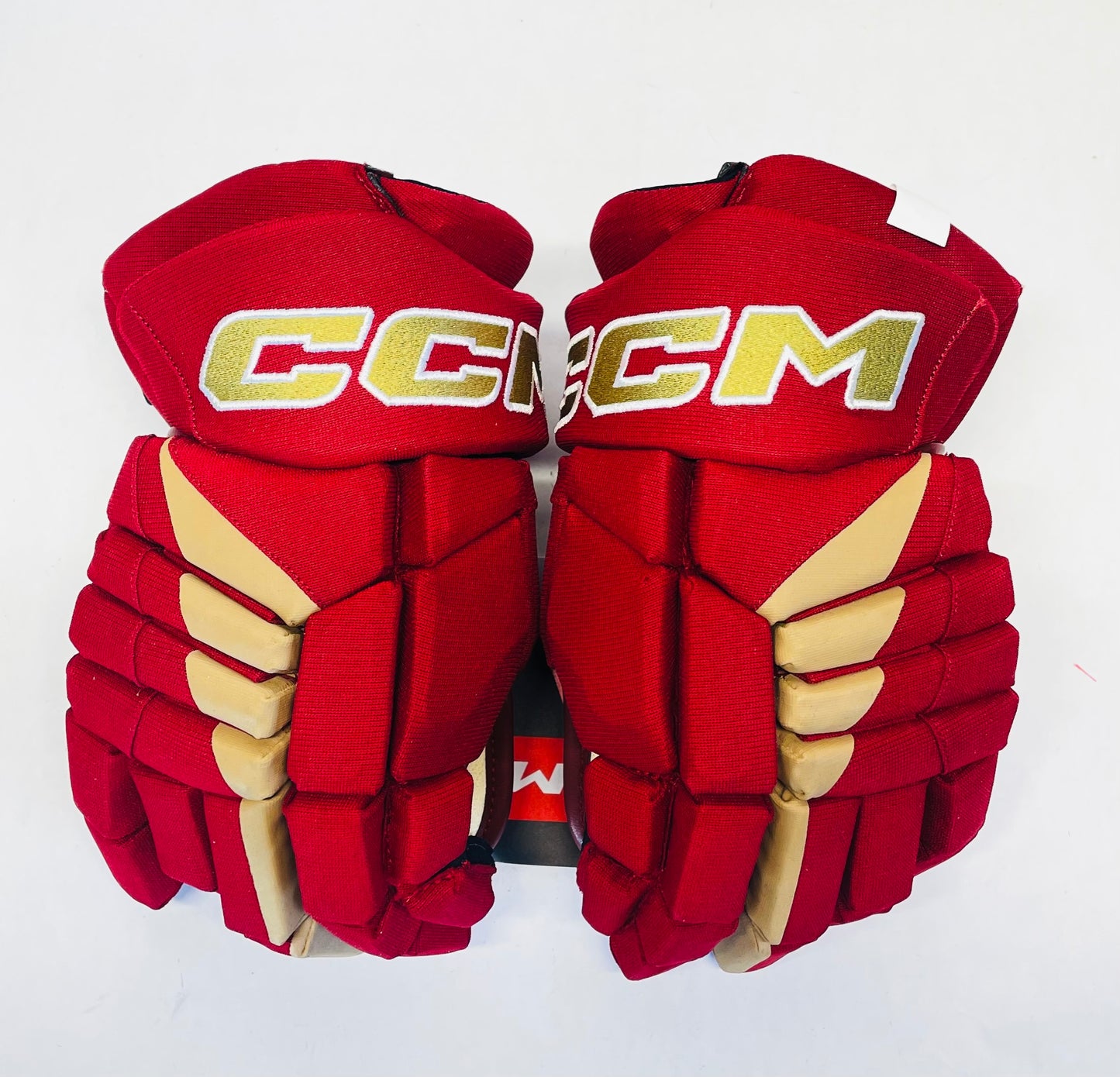 14" CCM Jetspeed HGJS (CHL Pro Stock) Gloves - Phoenix Red/Antique Gold
