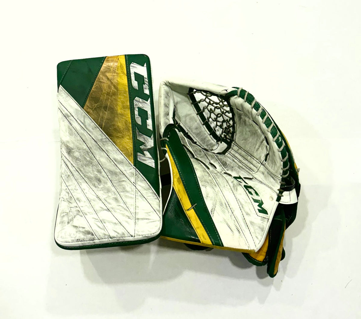 CCM Extreme Flex 5 Pro Stock Goalie Full Set - 34+2” - White,Green,Gold