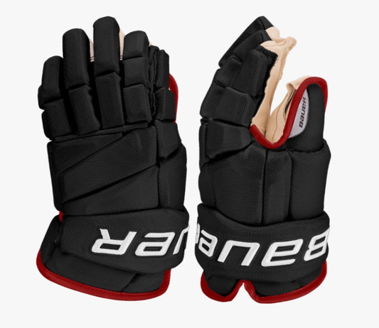 13” Bauer Vapor Pro Team Stock (Pro Stock) Gloves - Black/Red (Chicago Blackhawks)