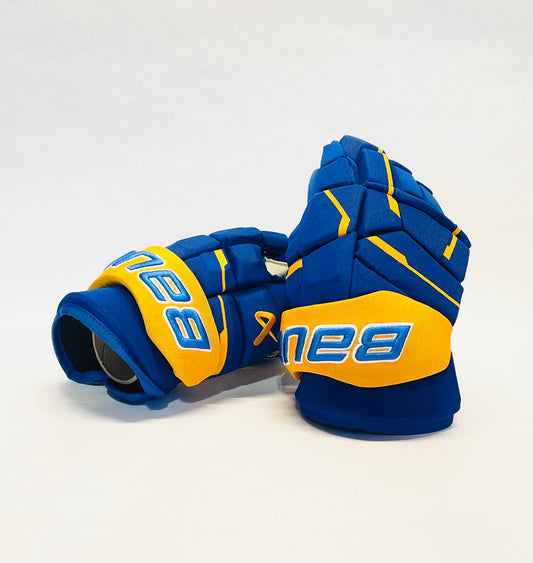 13" Bauer Supreme Mach Pro Stock Gloves - Royal Blue/Gold
