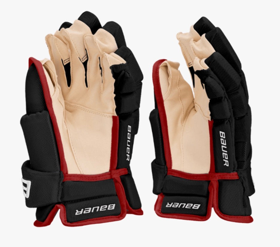 13” Bauer Vapor Pro Team Stock (Pro Stock) Gloves - Black/Red (Chicago Blackhawks)