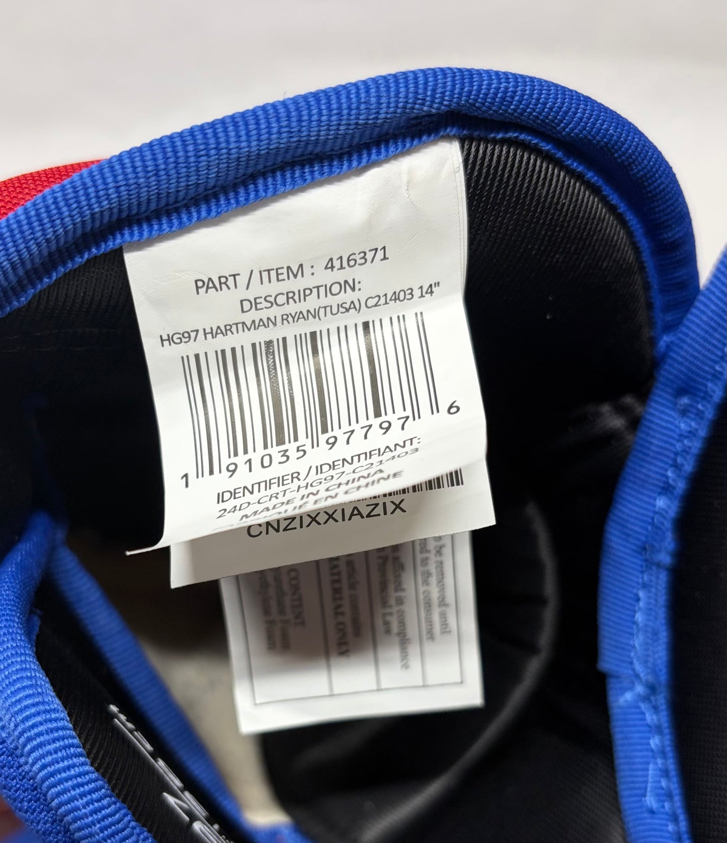 14" Team USA CCM HG97 Pro Stock Gloves - Ryan Hartman