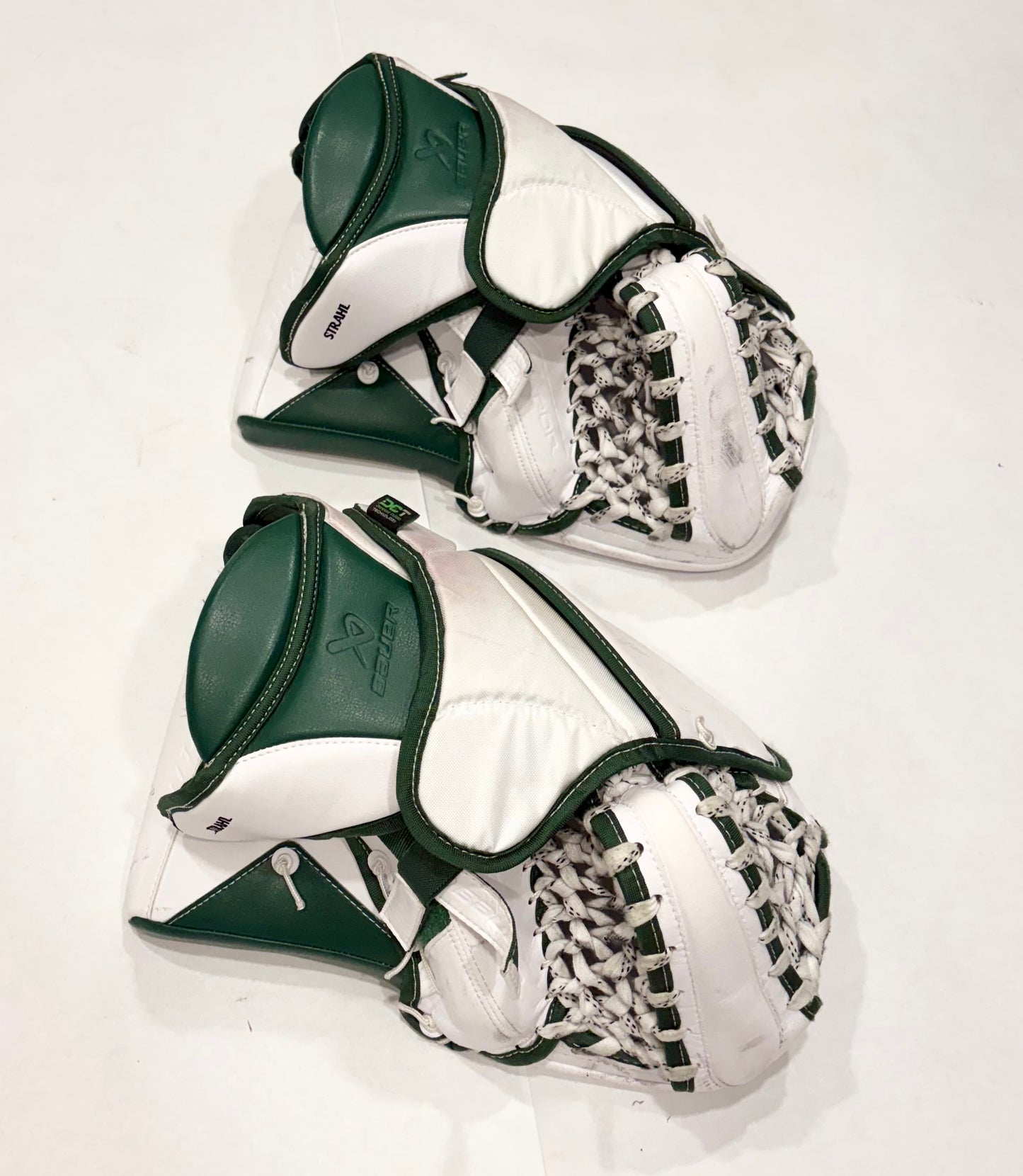 Bauer Supreme Shadow (pads) and Vapor (gloves/blockers) Full Set - Large (35+1”) - White and Green