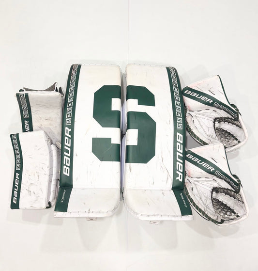 Bauer Supreme Shadow (pads) and Vapor (gloves/blockers) Full Set - Large (35+1”) - White and Green