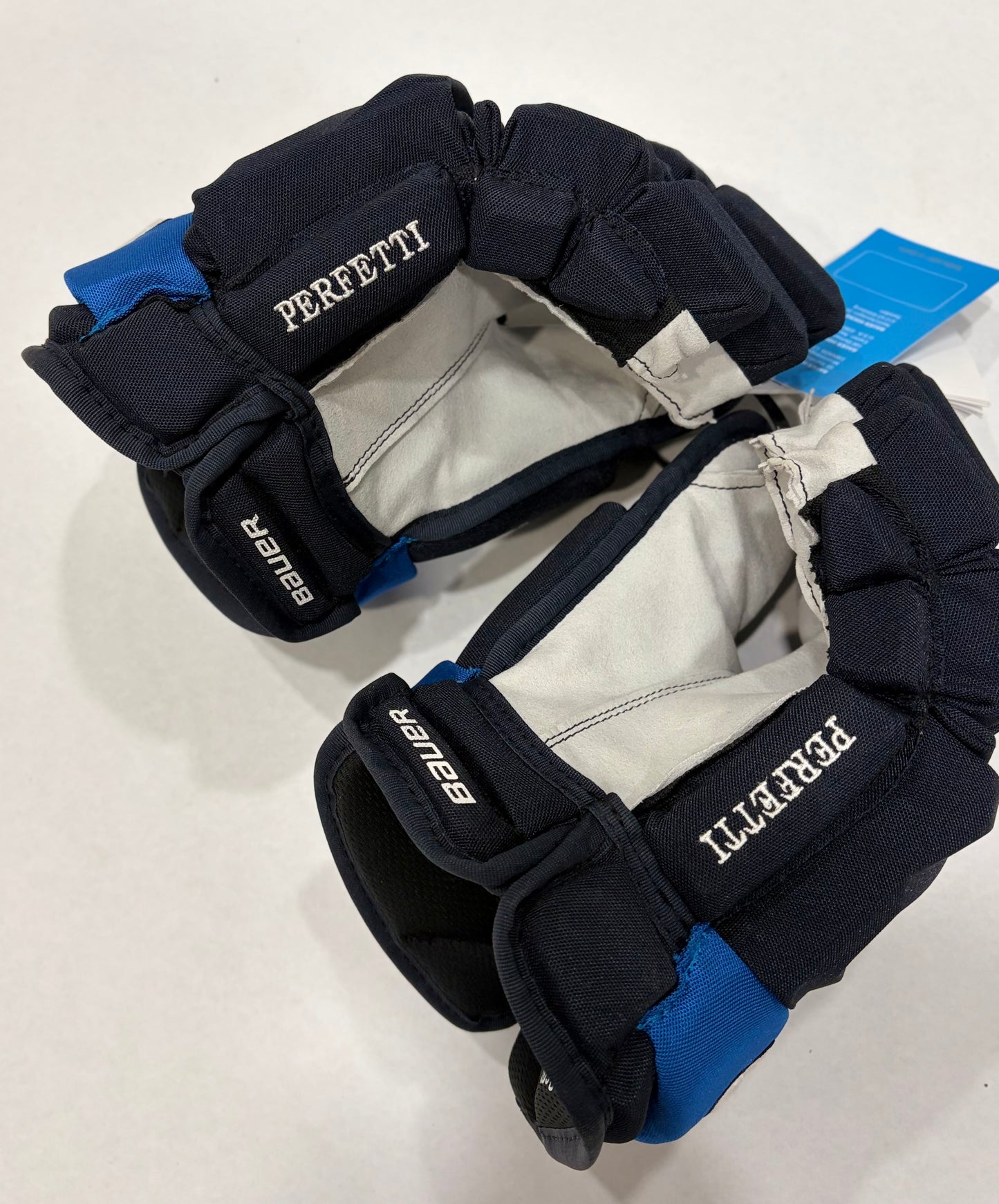 13” Cole Perfetti Bauer Vapor Hyperlite Pro Stock Gloves - Winnipeg Jets