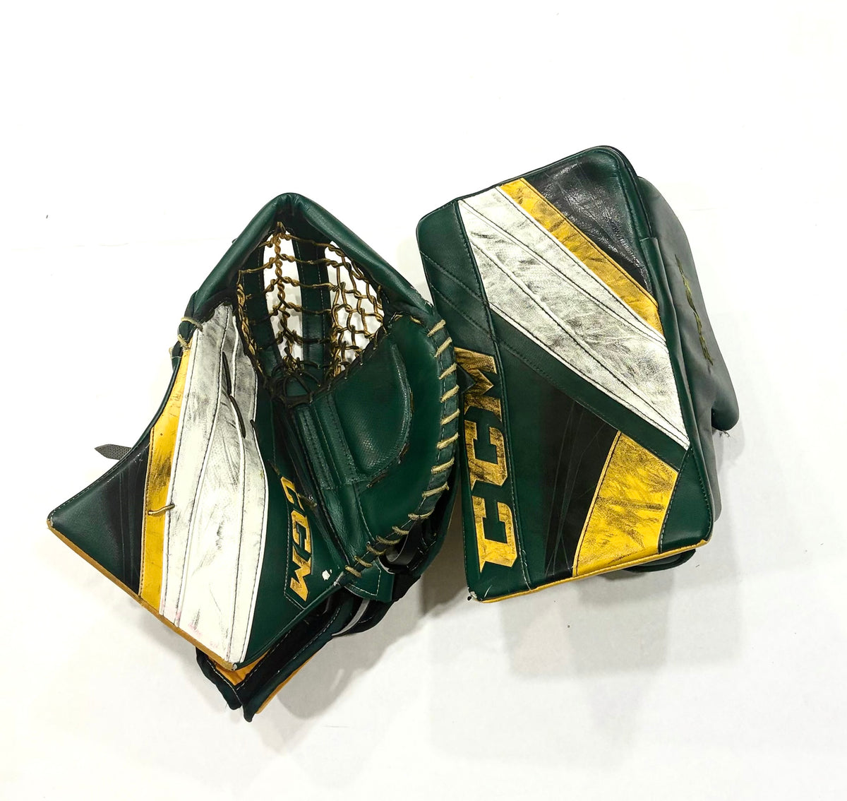 CCM Extreme Flex 5 Pro Stock Goalie Full Set - 34+2” - White,Green,Gold
