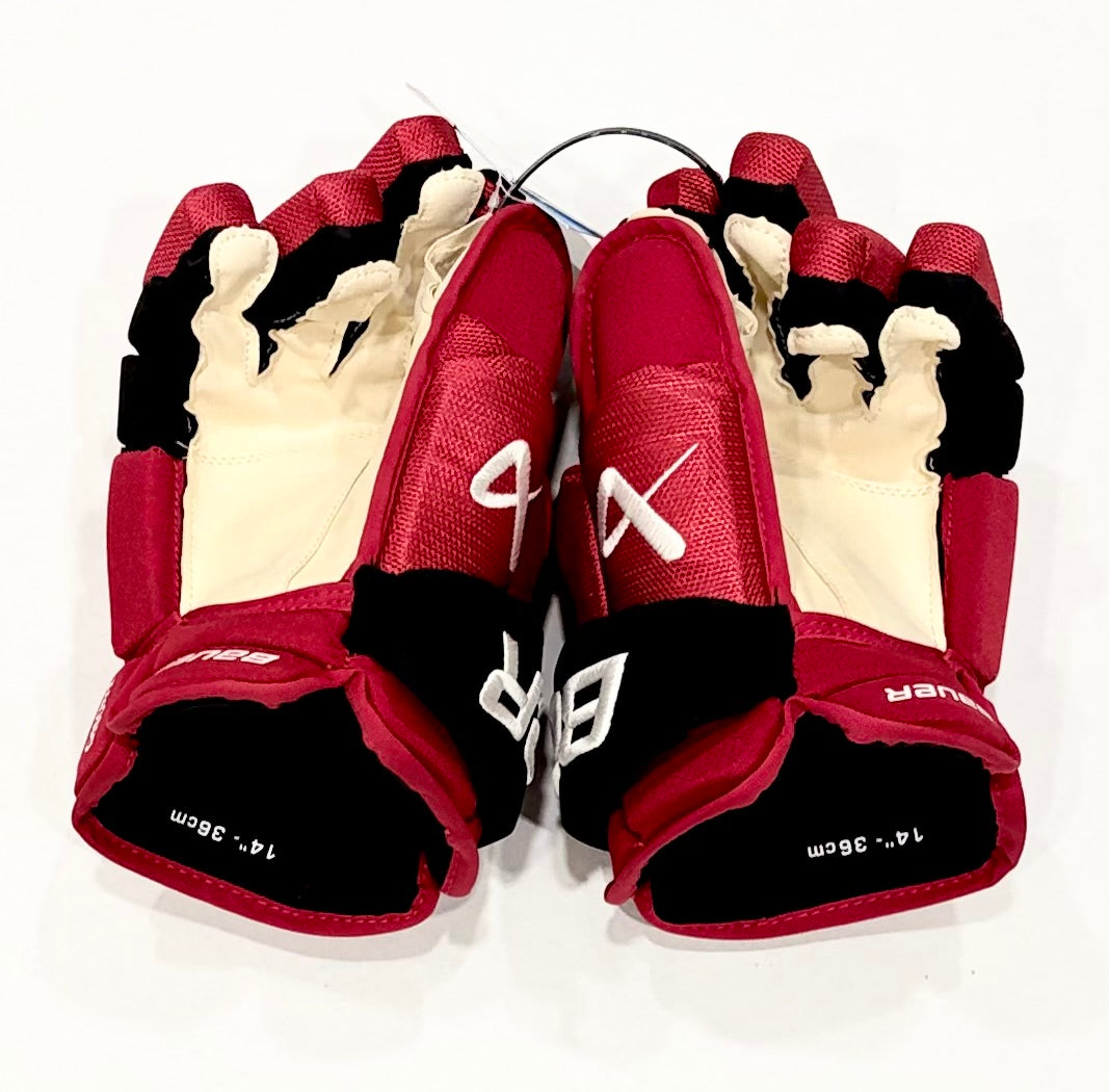 14” Shayne Gostisbehere Bauer Vapor Hyperlite Pro Stock Gloves - Carolina Hurricanes